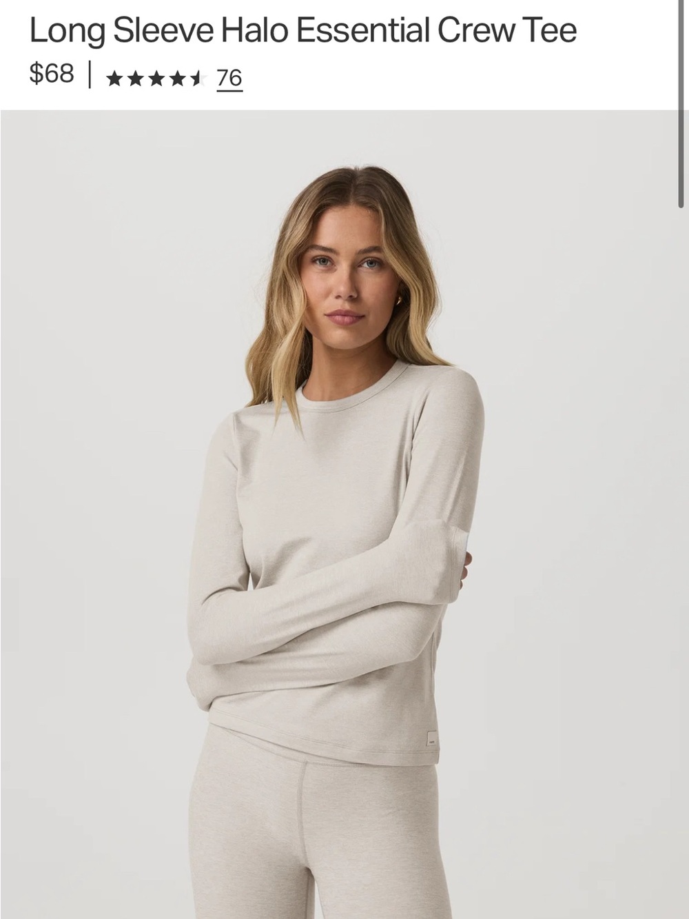 Vuori long sleeve halo essential crew tee